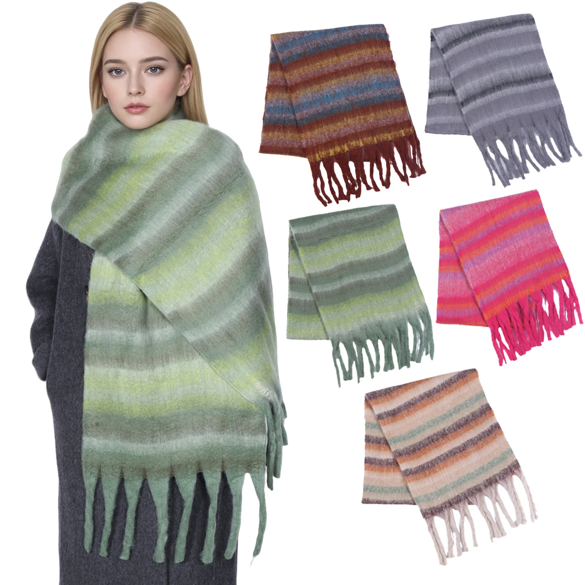 Lenço de inverno para mulheres caxemira tira quente pashmina cobertor envolve grosso macio casal bufanda borla xale longo poncho echarpe