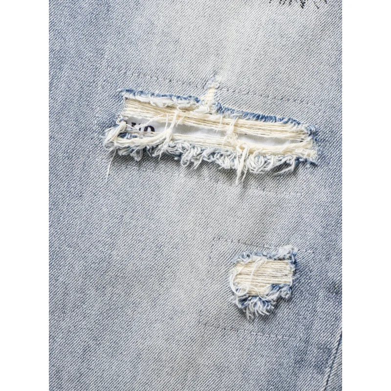 Модные легкие роскошные мужские джинсы с принтом головы тигра и стразами, новинка 2023 года, модные брендовые облегающие рваные брюки с маленькими штанинами