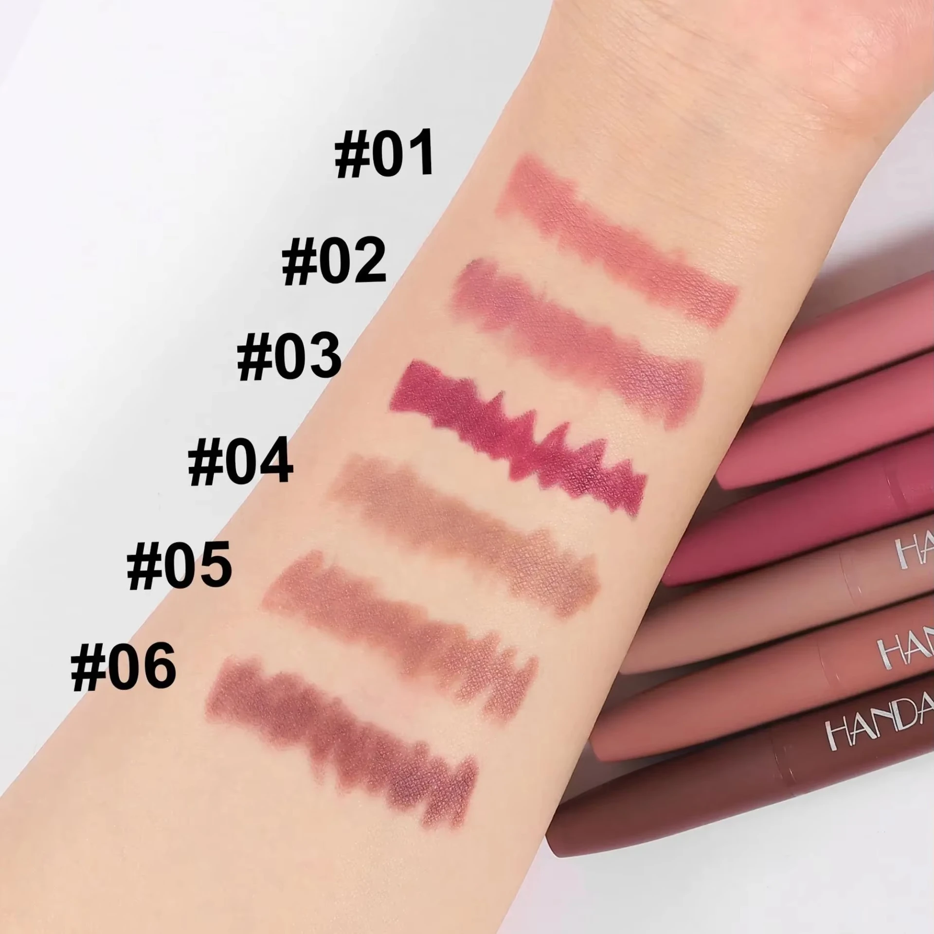 6-kolorowa kredka do ust Wodoodporna, długotrwała, aksamitna, matowa, wielokolorowa kredka do ust Korektor do ust Kosmetyki do wypełniania ust