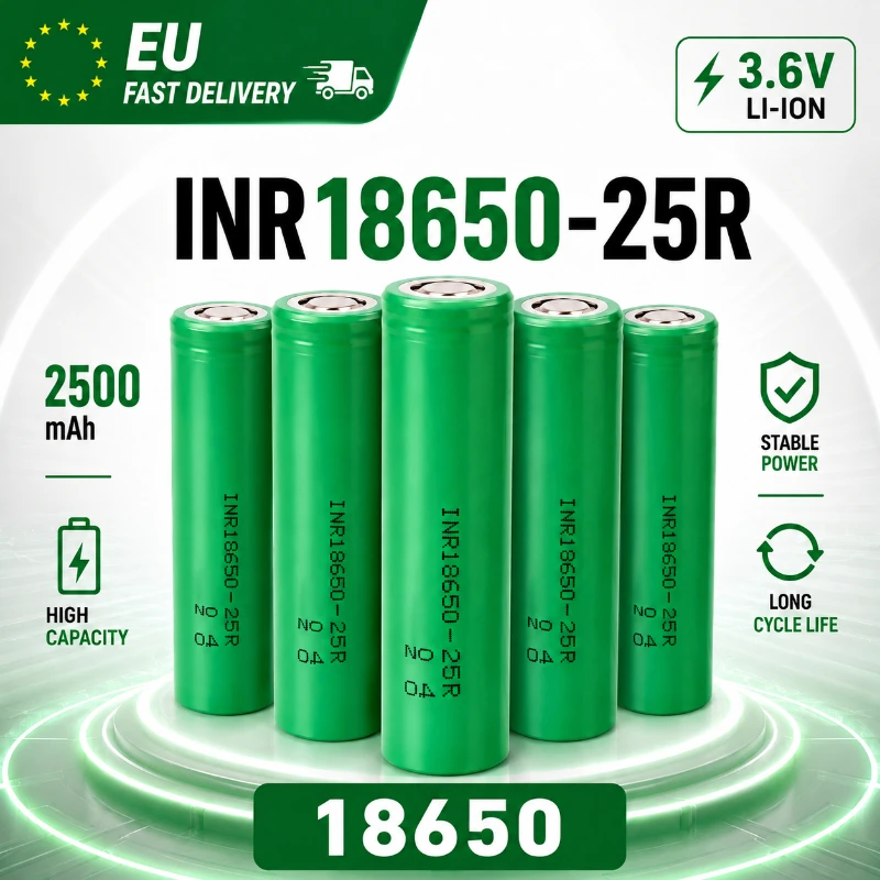 Batteria ricaricabile agli ioni di litio 18650 Inr25R 2500mAh 3.6V, cella ad alta scarica 20A e prestazioni stabili, per pacchi batteria e utensili, spedizione rapida dalla Polonia, magazzino UE,