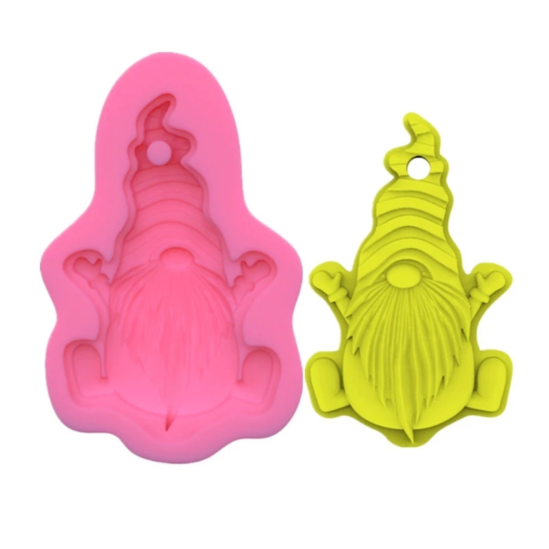 

Y1UB Pink Shiny Santa Little Dwarf Keychain Silicone Mold for Christmas Gift