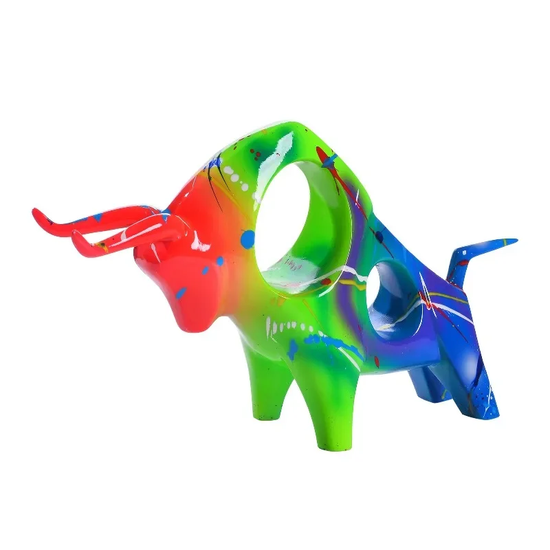 Water transfer color animal cow resin ornament office living room desktop home decoration