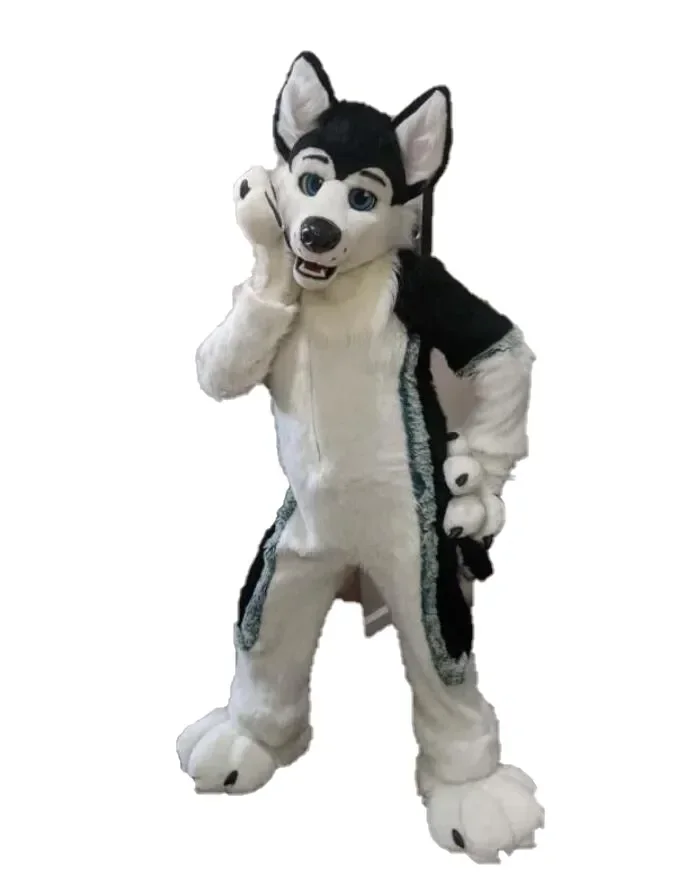 ชุดมาสคอตหมาฮัสกี้สีขาวน่ารัก สำหรับใช้เป็นอุปกรณ์ประกอบฉากในภาพยนตร์ การแสดง งานฮาโลวีน งานวันเกิด งานกลางแจ้ง