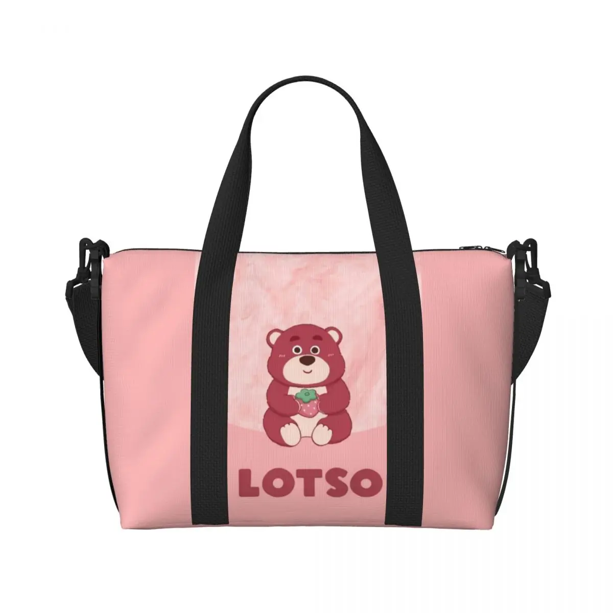 Custom Lotso Huggin Bear Anime Tote Bag Women Large Capacity Beach Gym Shoulder Travel Bag