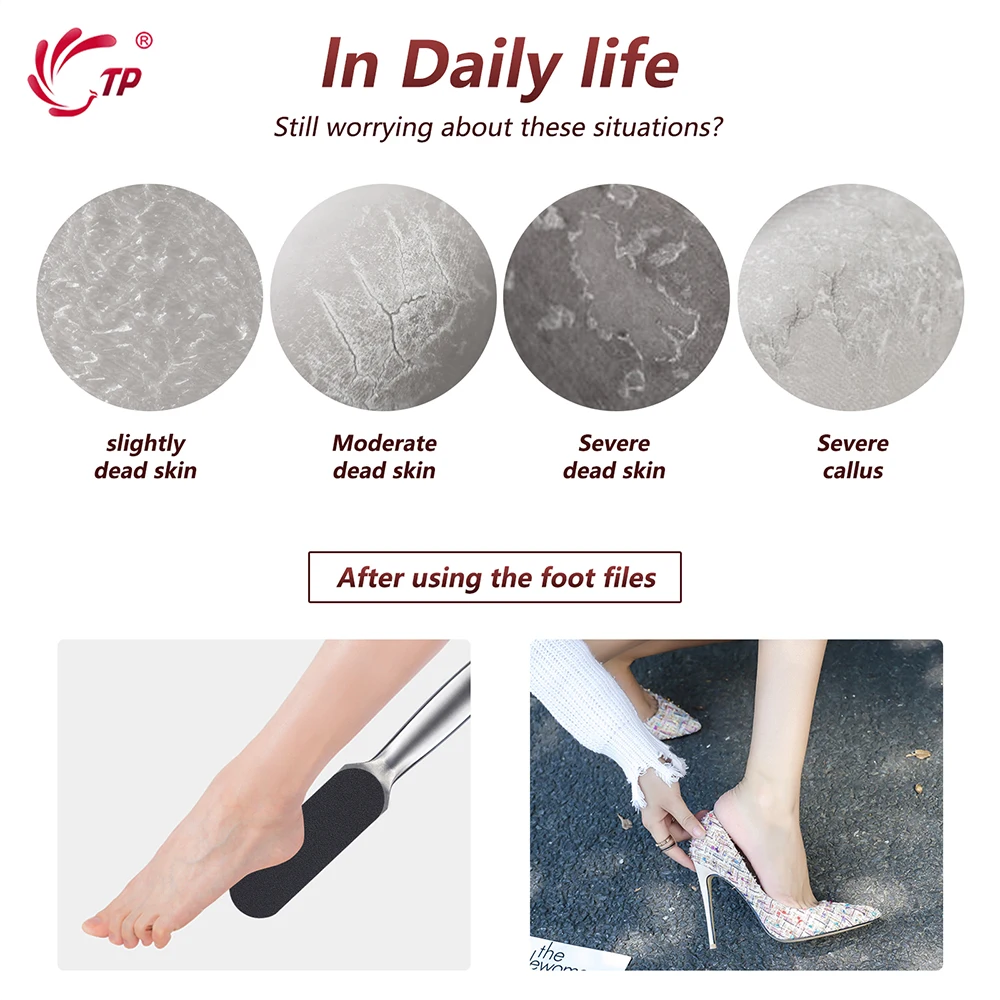 TP المهنية باديكير ملف عبوات ملف القدم الفولاذ المقاوم للصدأ مزيل الكالس قدم عرموش مع 10 منصات قابلة للاستبدال الخشنة غرامة #3