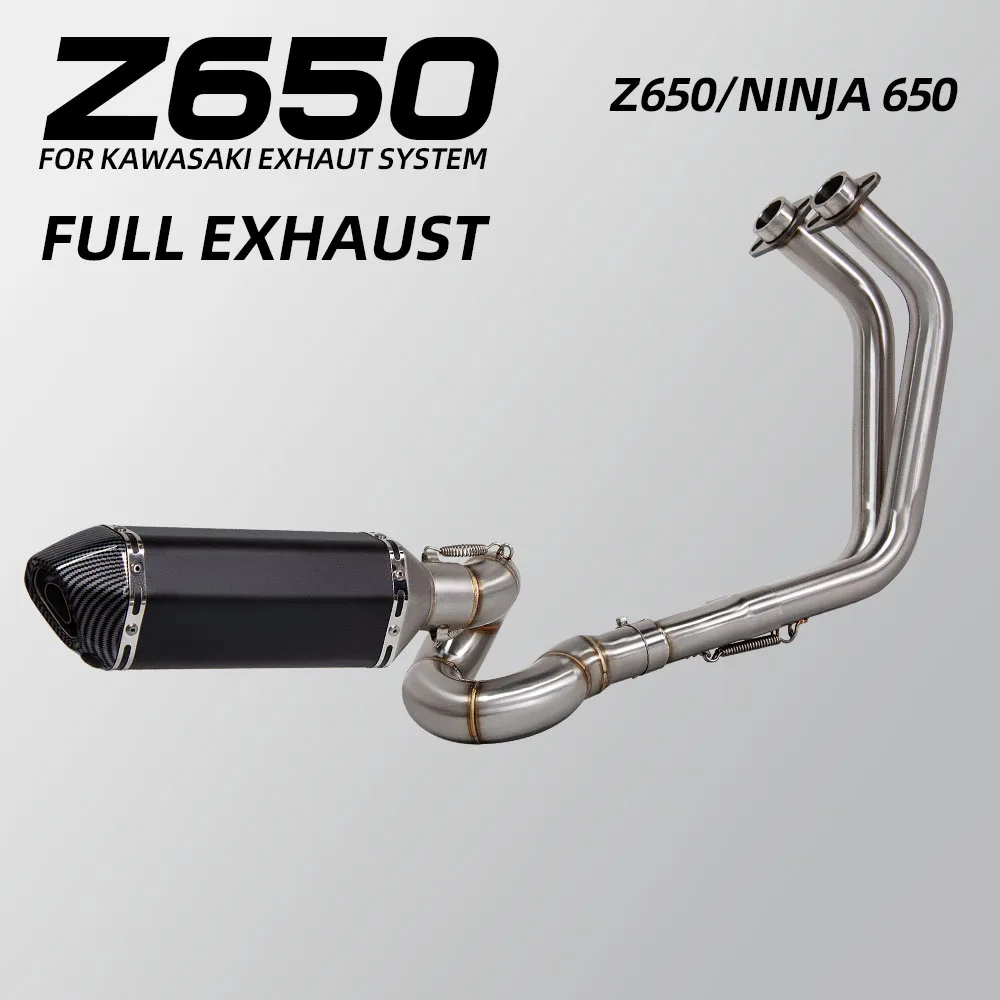 

For Kawasaki Z650 Ninja650 Ninja Z 650 Motorcycle Full Set System Rotate Roundabout Front Pipe with 370MM Muffler Kit