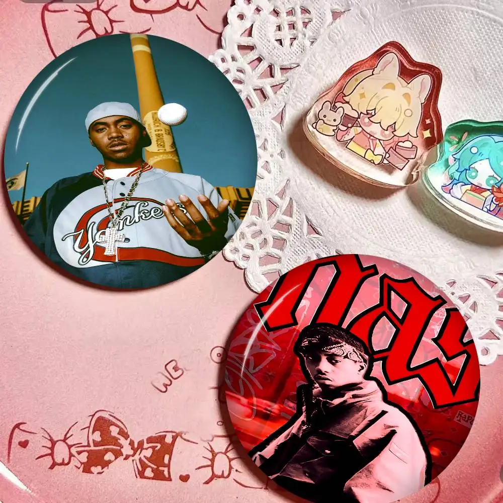 Hip Hop Rap Star Singer NAS BIG Anime Brooches Cute Cartoon  Badge Jacket Jeans Lapel Pin Gift Accessorie
