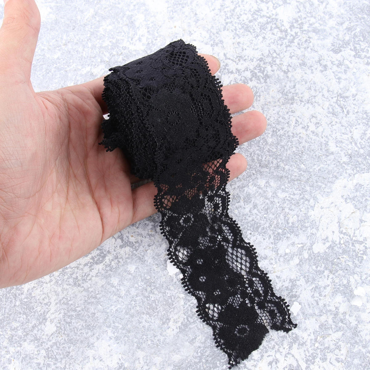 

5 Yards 4Cm Stretchable Black Flower Lace Ribbon Diy Sewing Craft Trim For Dress Party Decor Elastic Chinlon Ribbon