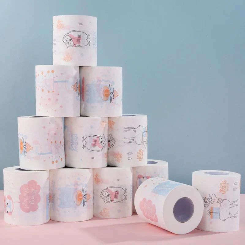 Christmas Toilet Paper Printed Toilet Tissue Paper, 12 Rolls, 155 Sheets per Roll, Novelty Toilet Paper Funny Gift