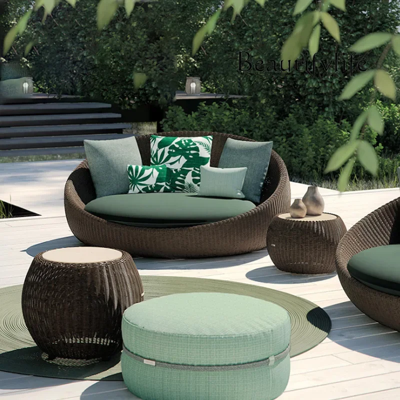 

Outdoor rattan leisure sofa hotel villa outdoor balcony courtyard garden open-air round sofa