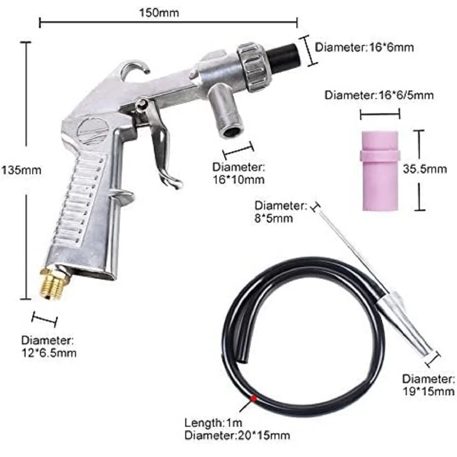 مجموعة مسدس السفع الرملي الاحترافية مع محول هواء، إزالة فعالة للصدأ وإعداد السطح لخزائن الانفجار