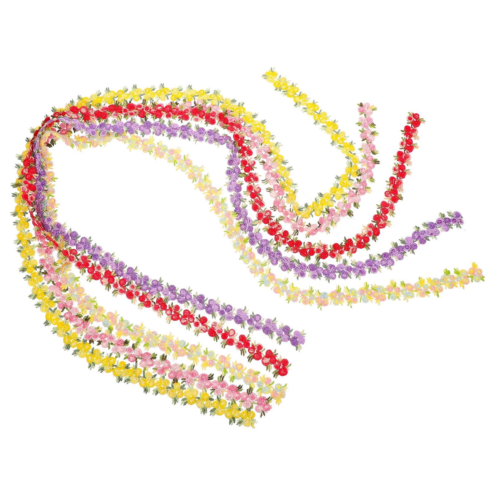 

5 Sets Flower Trim Accessories H crafted Polyester Crochet Floral Embroidered Lace Headdress Sewing Ribbon Shoelace Bride