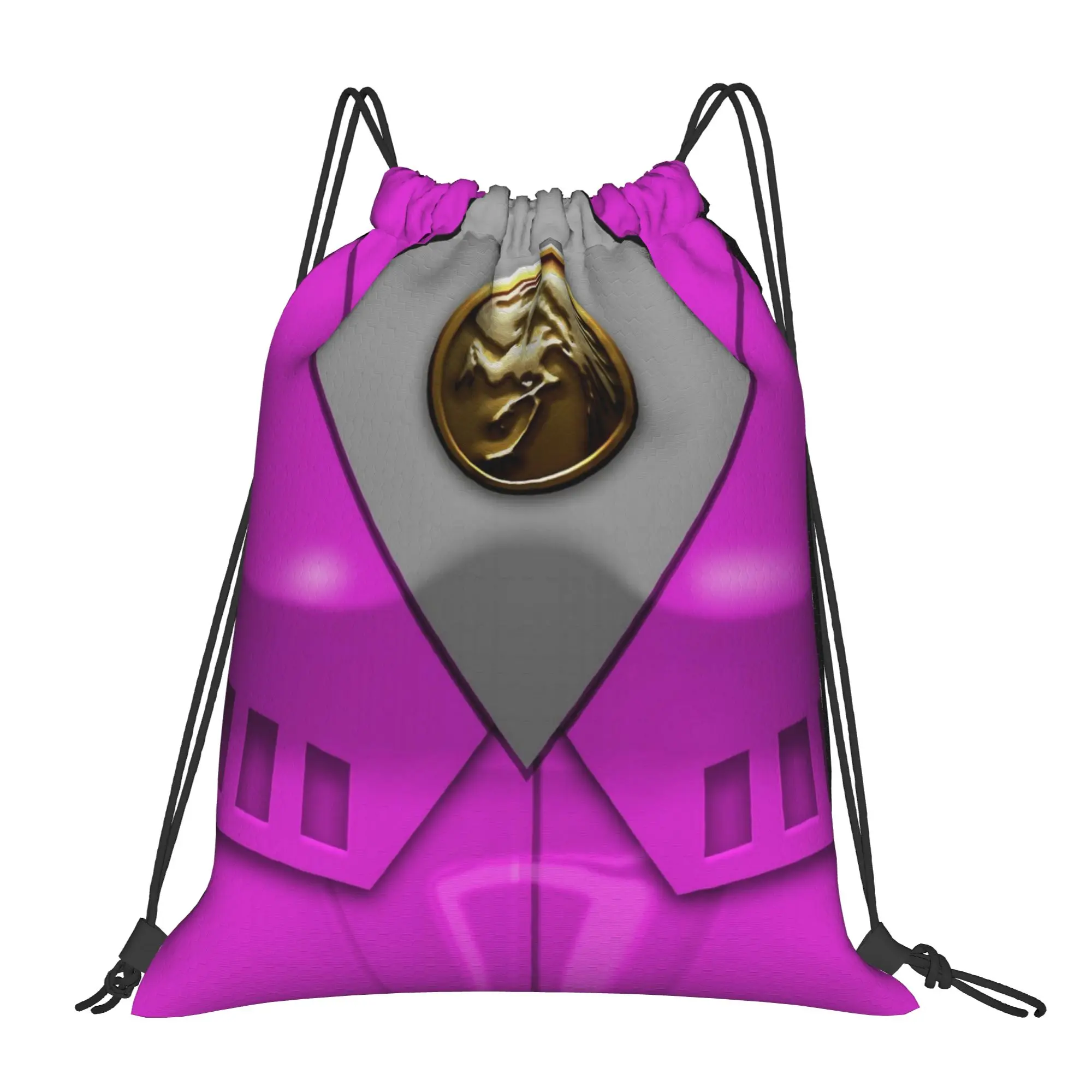 The Movie Pink Power R-Ranger Drawstring Backpack Sports Gym Sackpack Water Resistant String Bags for Hiking 36cm (W) x 43cm (H)