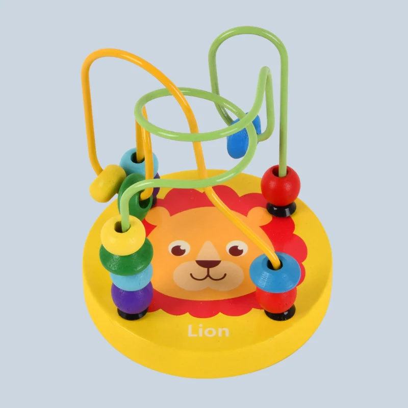 Baby Montessori Educational Math Toy Kids Circles Bead Wire Maze Roller Coaster for Children Montessori Wooden Toys Wood Puzzles