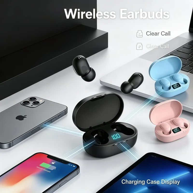 2026 New TWS E6S Fone Bluetooth Earphones Wireless Bluetooth Headset Noise Cancelling Headset With Microphone Headphones