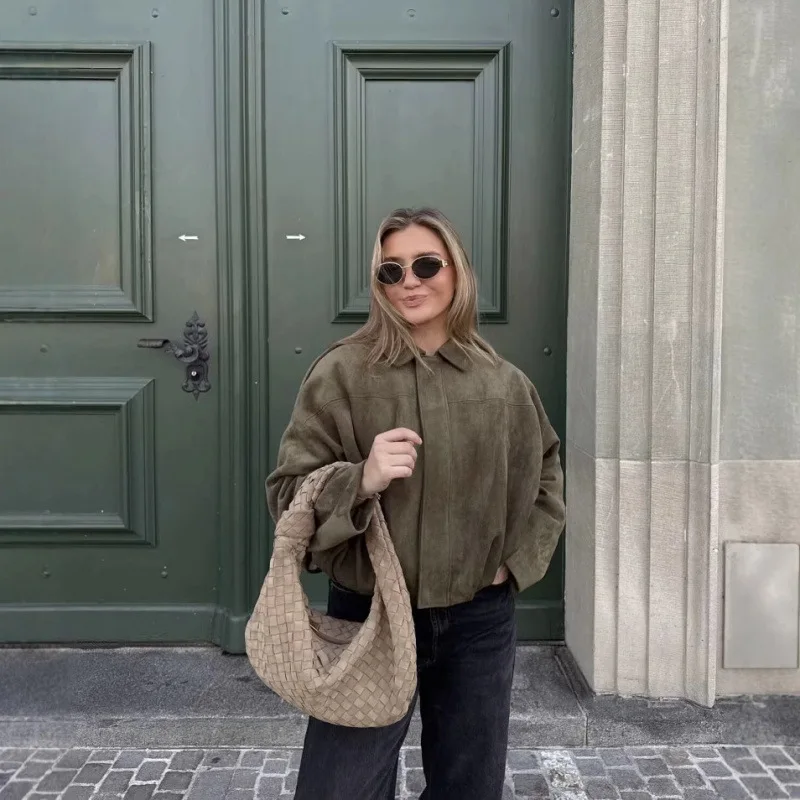 

Women's Clothing 2025 Spring New Fashion Pilot Batwing Sleeve Zipper Jacket Top