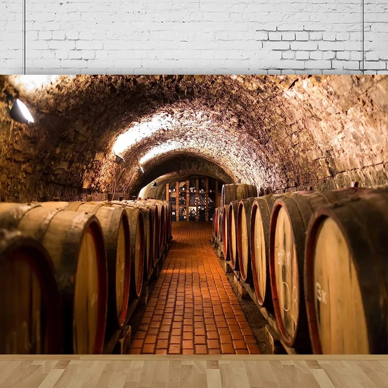 

Photography Backdrop Old Winery Wine Barrels Underground Wine Cellar Storage Room Bar Club Pub Scene Portrait Shoot Background