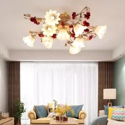 Home Decor Pastoral Retro LED Ceiling Lamp Warm Romantic Flower Chandeliers Fixtures for Living Room Bedroom Lighting Luminaire