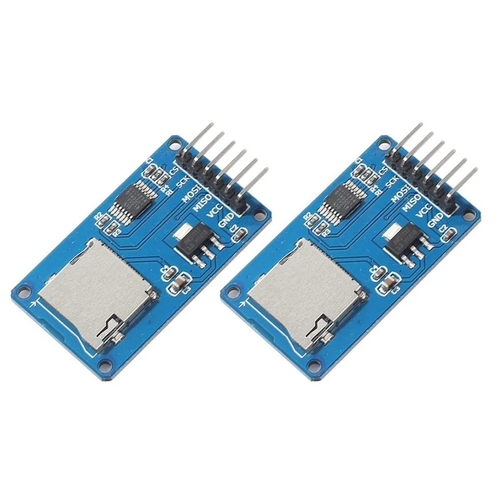 Cartão microSD Módulo TF Card Reader e escritor, SPI Interface com nível de conversão Chip, 2pcs