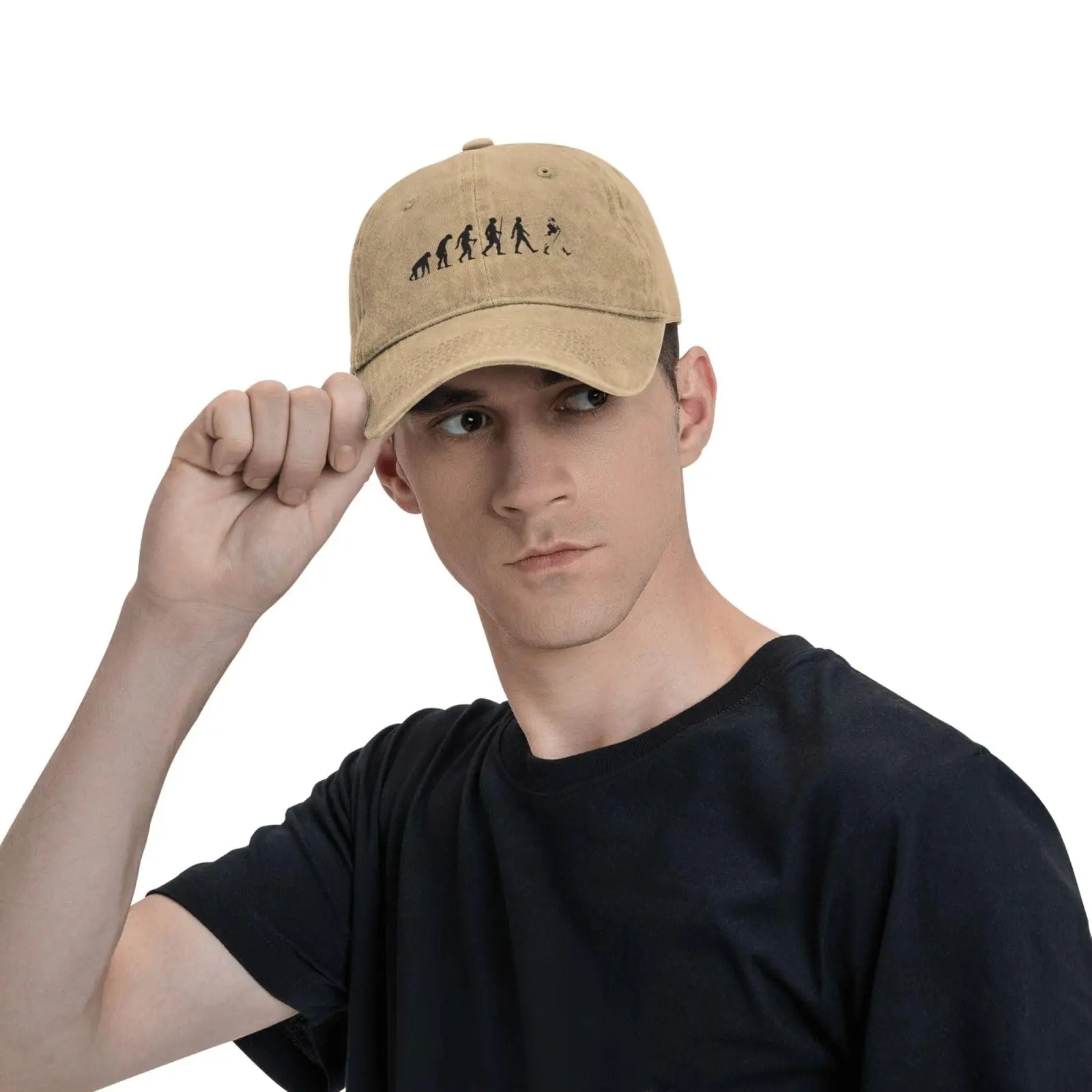 Gorra con estampado de evolución humana para hombre y mujer, gorro de béisbol de mezclilla lavada, ajustable, estilo clásico, Unisex