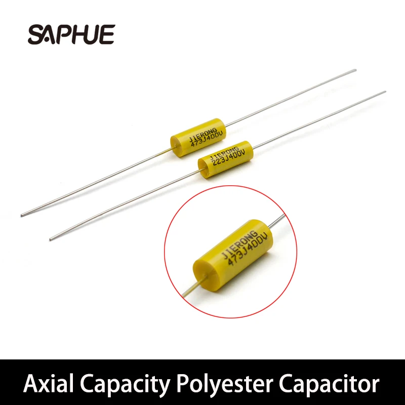 30Pcs/Lot Axial Capacity Polyester Capacitor 223J400V/473J400V 0.022uf/0.047uf Brass Leg Electric Guitar Tone Capacitor Yellow