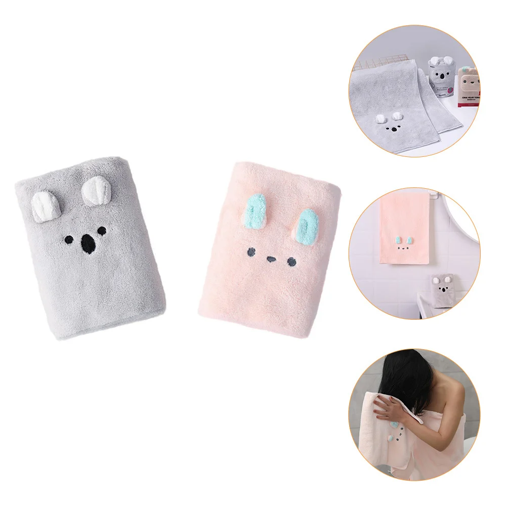 

2pcs Quick Dry Hair Towel Absorbent Drying Hair Wrap Bath Turban Lightweight Shower Cap For Travel Home Spa Pink Grey