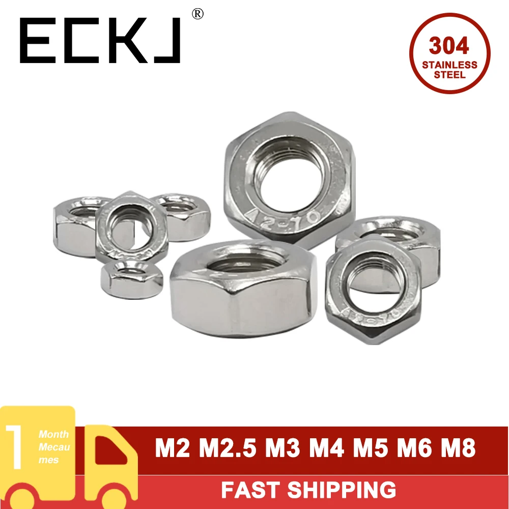 ECKJ 304/316/201/4.8/8.8/10.9/12.9 Stainless Steel Hex Hexagon Nut M1 M2 M3 M4 M5 M6 M8 M10 M12 M14 M16 M18 M20 M22 M24 M27 M30