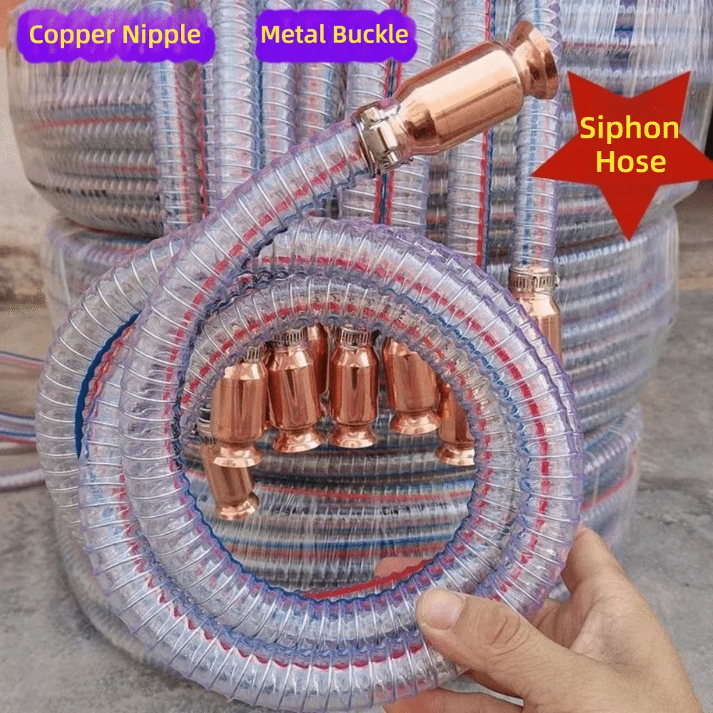 Manguera de Sifón de Alta Resistencia Jiggler con Boquilla de Cobre y Hebilla Metálica, Sifón Autocebante, Tubo de Transferencia de Combustible Multiusos, Transferencia de Gasolina