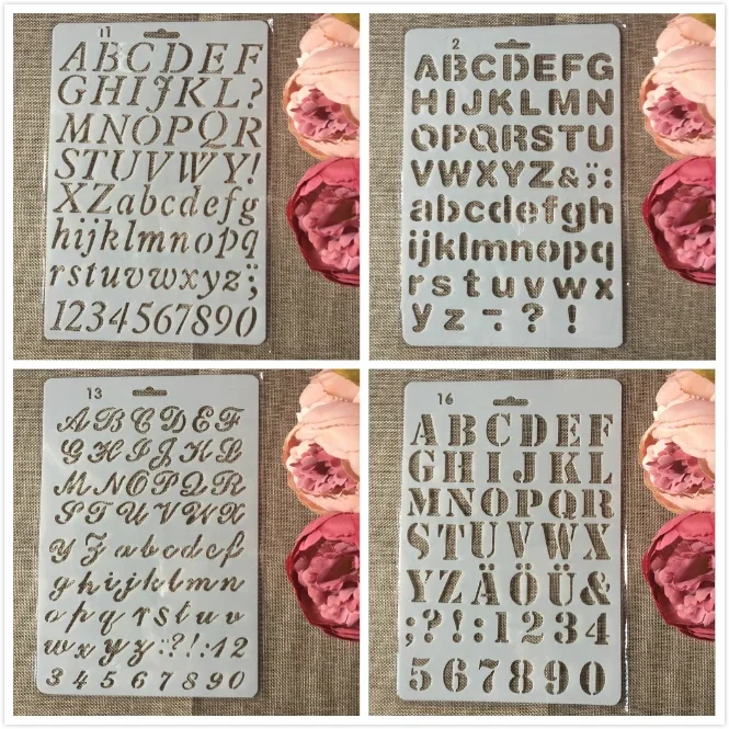 alfabeto ingles letters layering stencils artesanato faca voce mesmo pintura scrapbooking estampagem gravacao album modelo de papel pcs lote 27cm 01