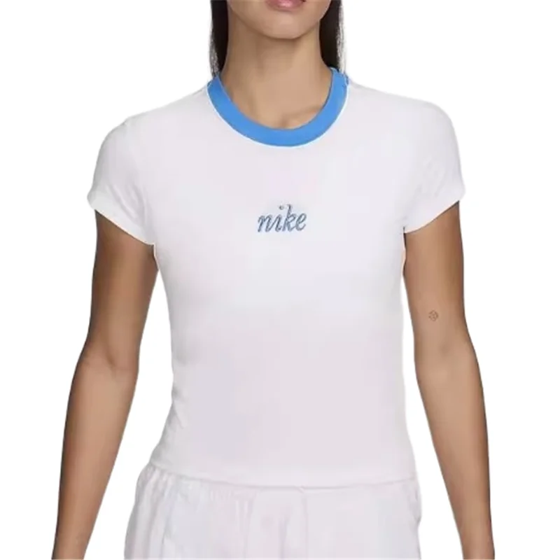 

Nike HF8820-100 Женская спортивная повседневная хлопковая футболка с круглым вырезом и короткими рукавами S-XL белого цвета