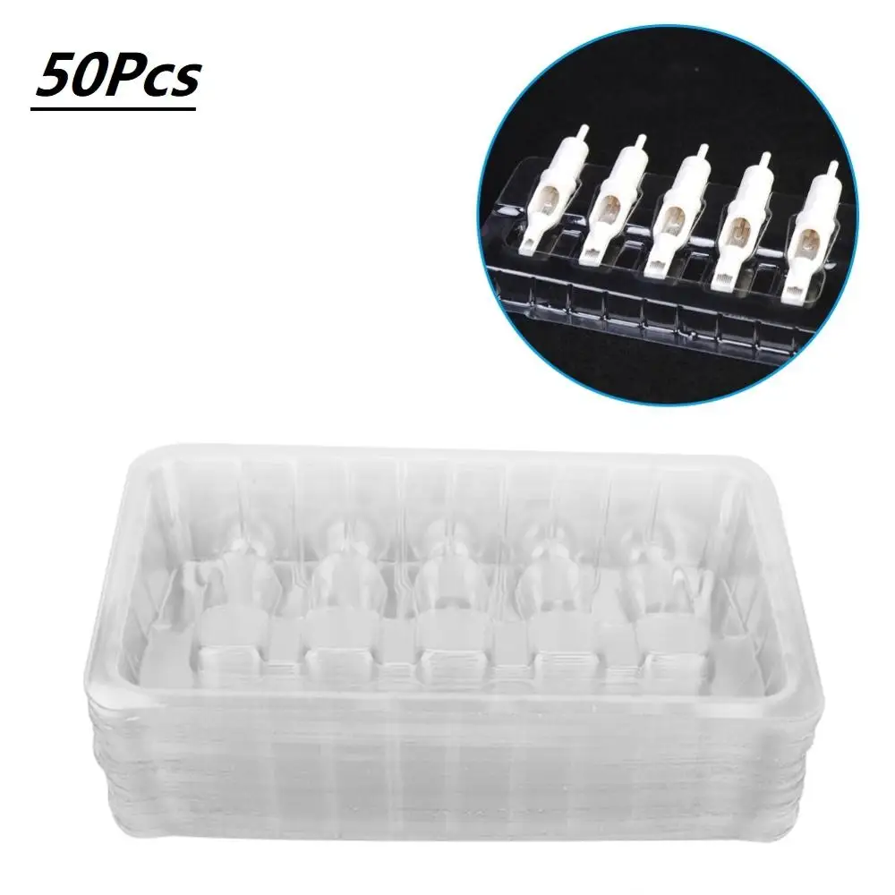 50pcs/set Disposable Plastic Portable  Most Types Tattoo Needle Holder Cartridge Needles Trays Tattoo Beginners Use Accessories