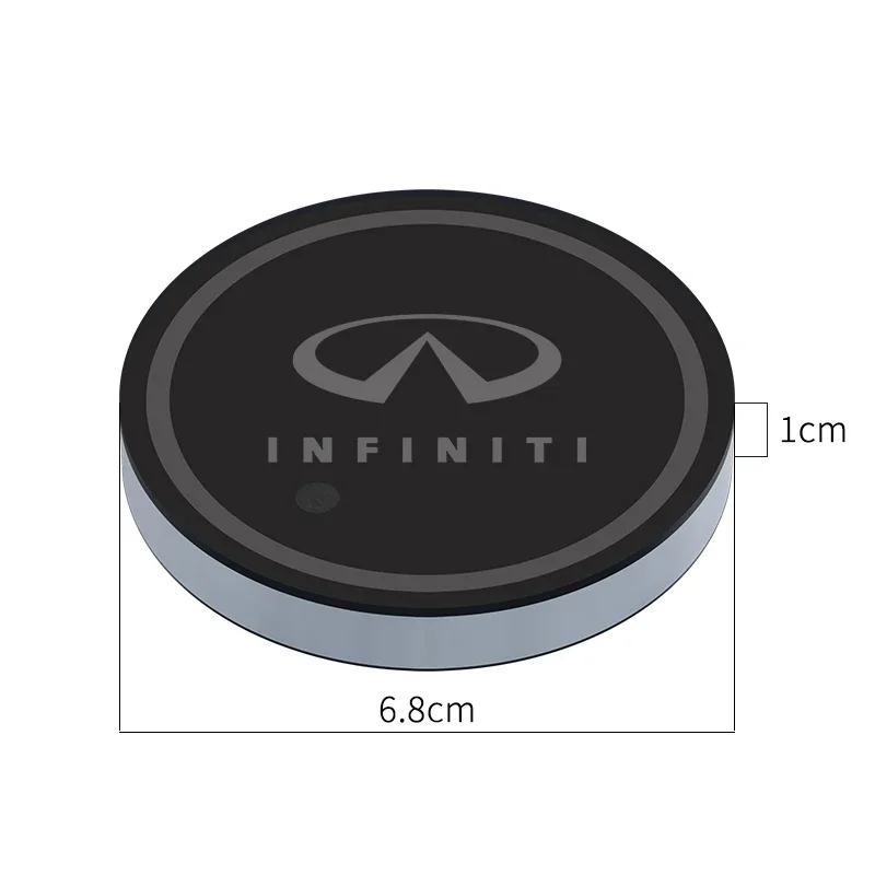 LED car water cup mat drink holder for Infiniti Q30 Q50 Q60 Q70 QX30 QX50 QX60 QX70 QX80 emblem auto interior decorative lights