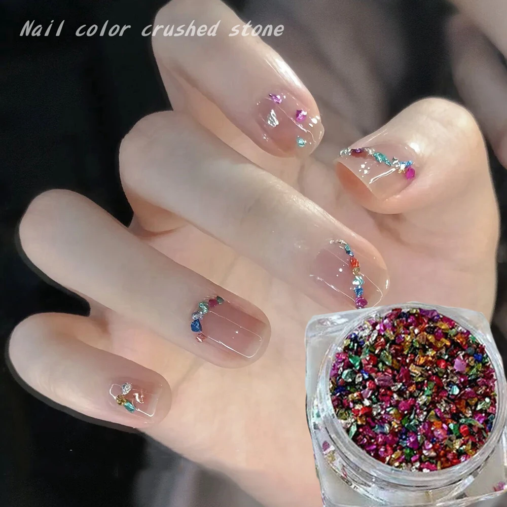 1Box Colorful Gravel Jewelry Nail Decoration 3D Nails Rhinestone Irregular Stones Charms DIY Gems Filling Manicure Accessory&*&