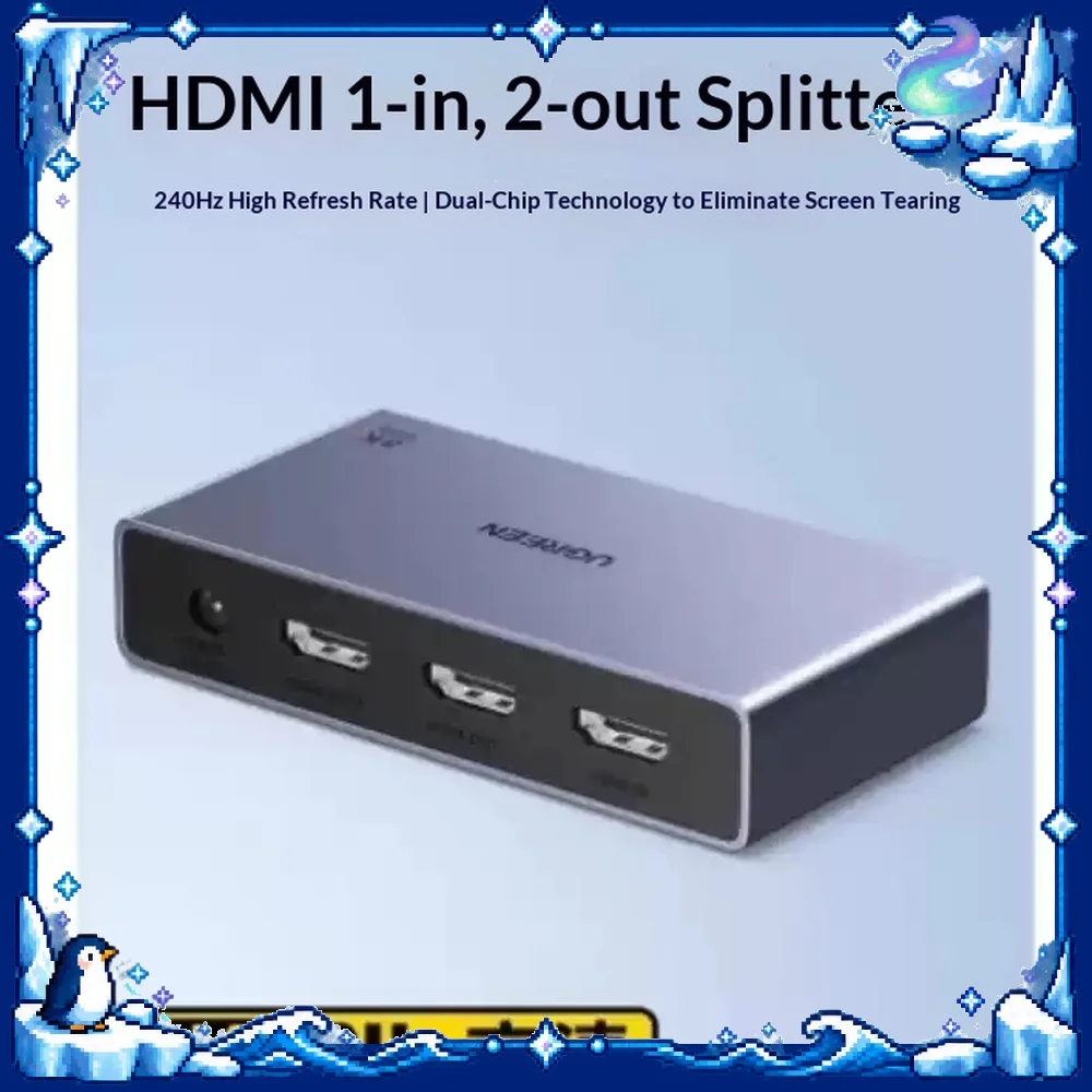 UGREEN CM694 HDMI 2.1 Splitter 1 in 2 Out 8K 60Hz Aluminum Dual Screen for Monitor TV Projector