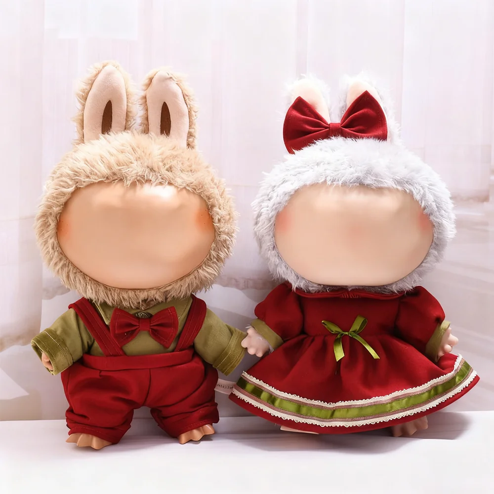 

38cm Doll Clothes Christmas Overalls Dress Labubu Cute Baby Clothes Christmas Doll Dress Up Luxury Costumes Accessories