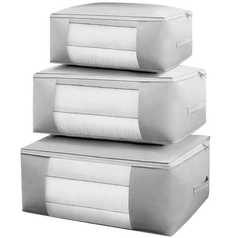 

3-Pack Thick Foldable Organizers Closet Storage Organizers With Durable Handles For Comforters