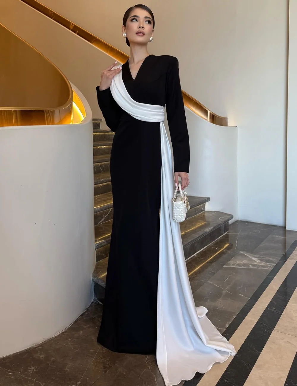 

Изысканный трикотаж со складками, длинные платья с v-образным вырезом по индивидуальному заказу, выпускной в китайском стиле, пастораль