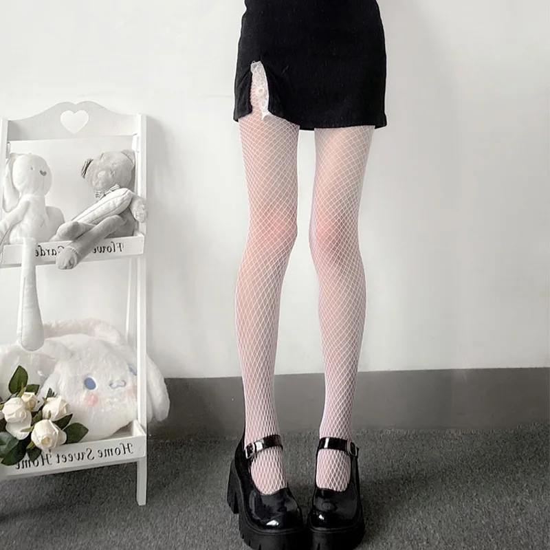 Sexy Damen Lange Netzstrumpfhose Fischnetz-Strumpfhose Mesh Nylon Strümpfe Dessous Schwarz Sommer Overknee-Strümpfe mit Hoher Taille