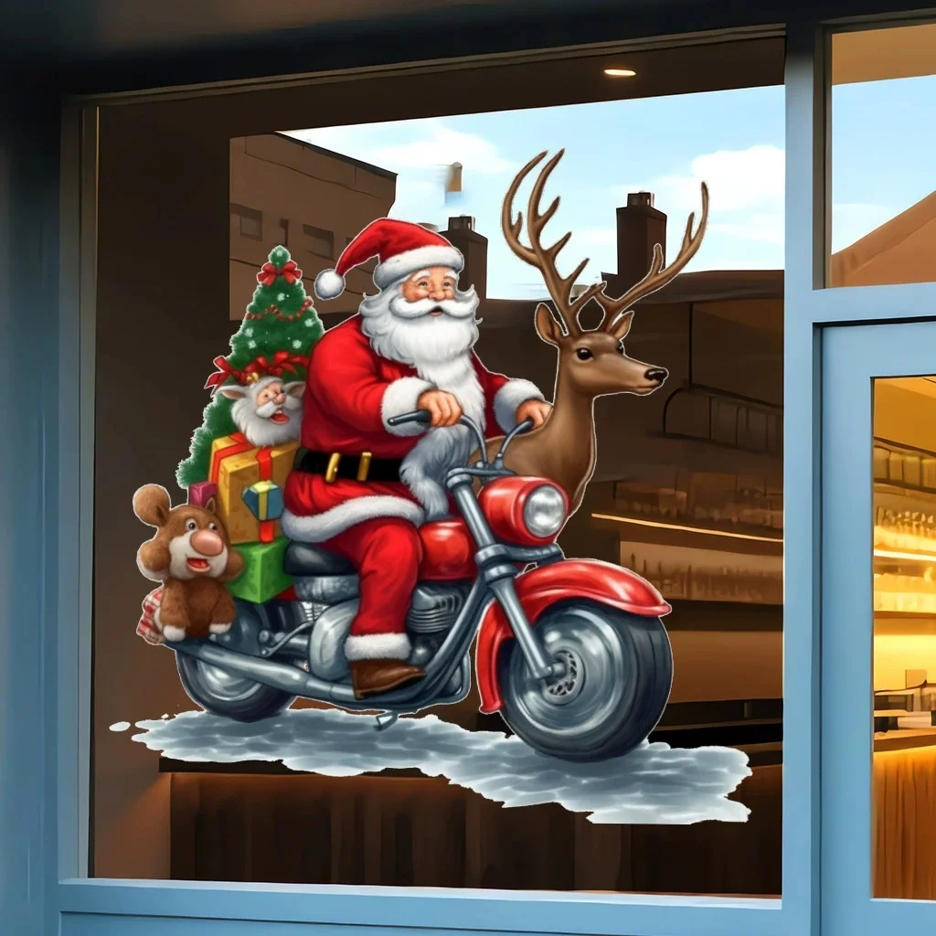 Christmas Happy Santa Claus Window Stickers Xmas Elf Boy Elk Glass Stickers Merry Christmas Decor Happy New Year 2026