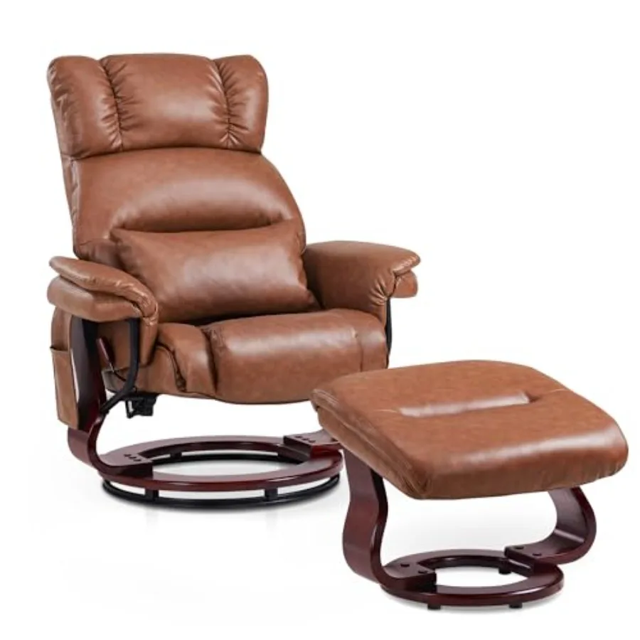 

Вращающиеся кресла-реклайнеры с оттоманкой, кресла для просмотра ТВ с вибромассажем, эргономичные кресла-реклайнеры из искусственной кожи для гостиной