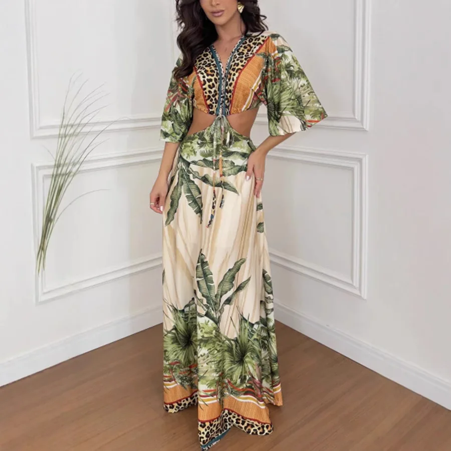 

2025 New Fashion Printed Navel Bare Bat Sleeve Top + Skirt Sets For Women Summer Sexy Elegant Top And Skirt Suit For Women