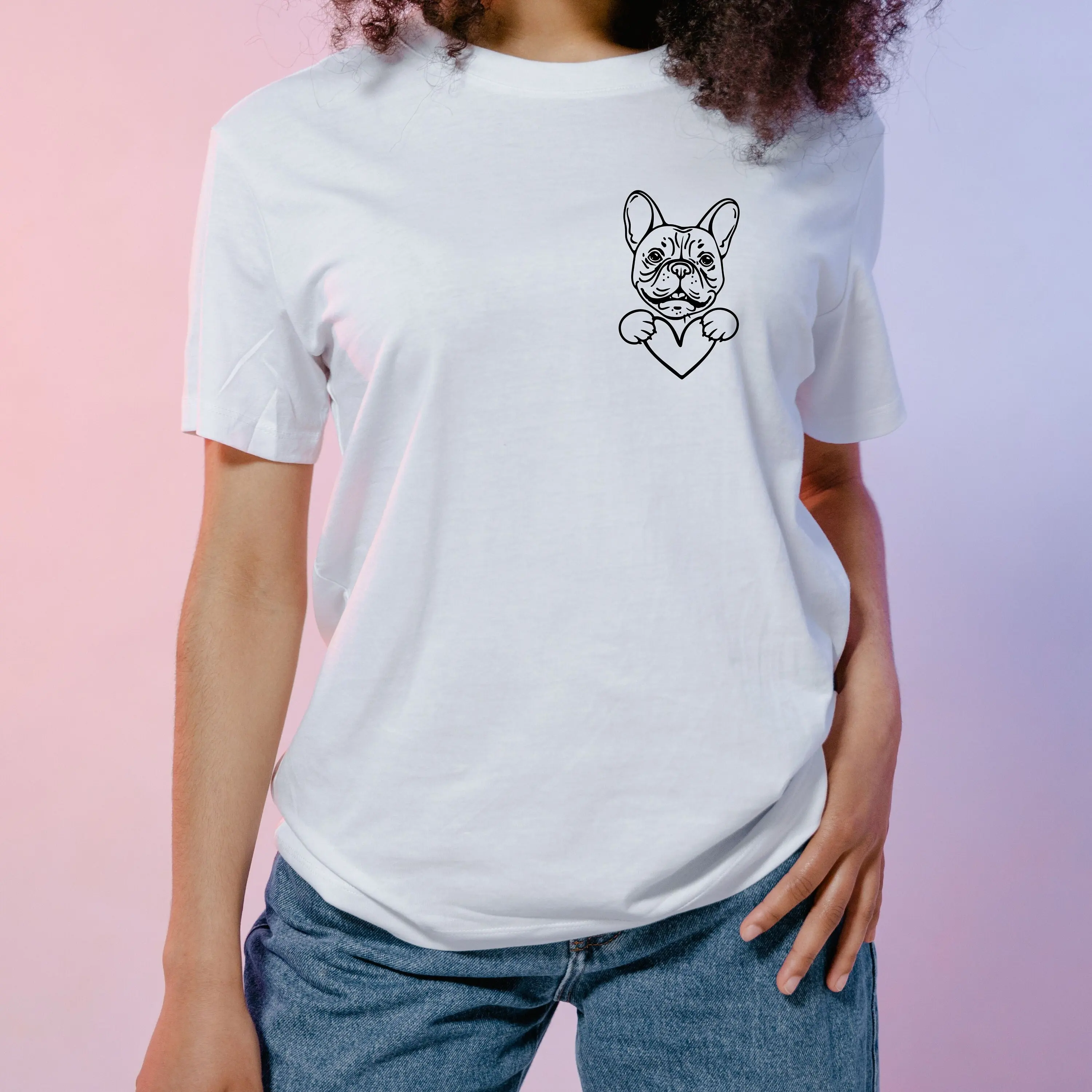 Cute French Bulldog With Heart PockeT T Shirt For Lovers Funny Animal Lover Frenchie Dog