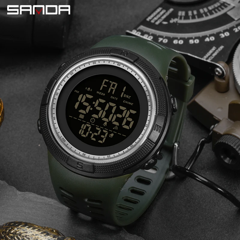 

SANDA 2003 Fashion Military Watches 50M Waterproof Sports Watch For Male LED Electronic Digital Wristwatches Relogio Masculino