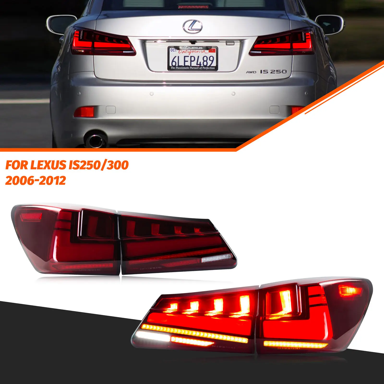 

LED Taillights Assembly for Lexus IS250 IS350 ISF 2006 -2013 Start UP Animation DRL Rear Lamps Accessories