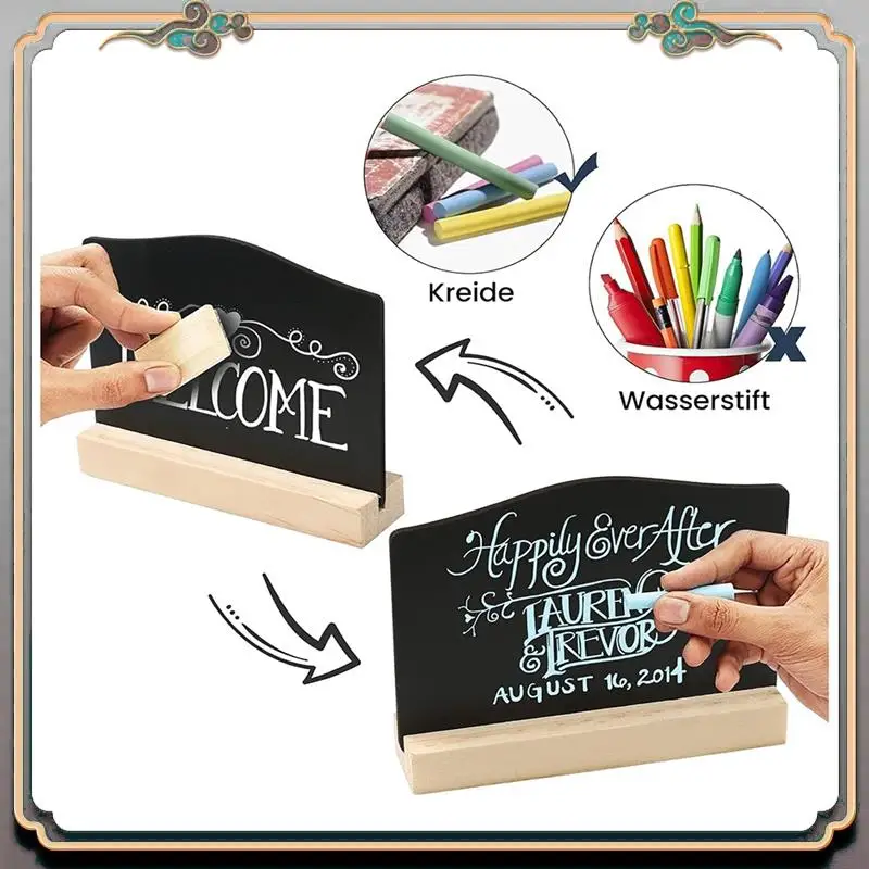 A46M-12 Mini Chalkboard With Stand, Small Blackboard Wooden Signs For Labelling, Mini Board Set, Place Cards, Price Tags