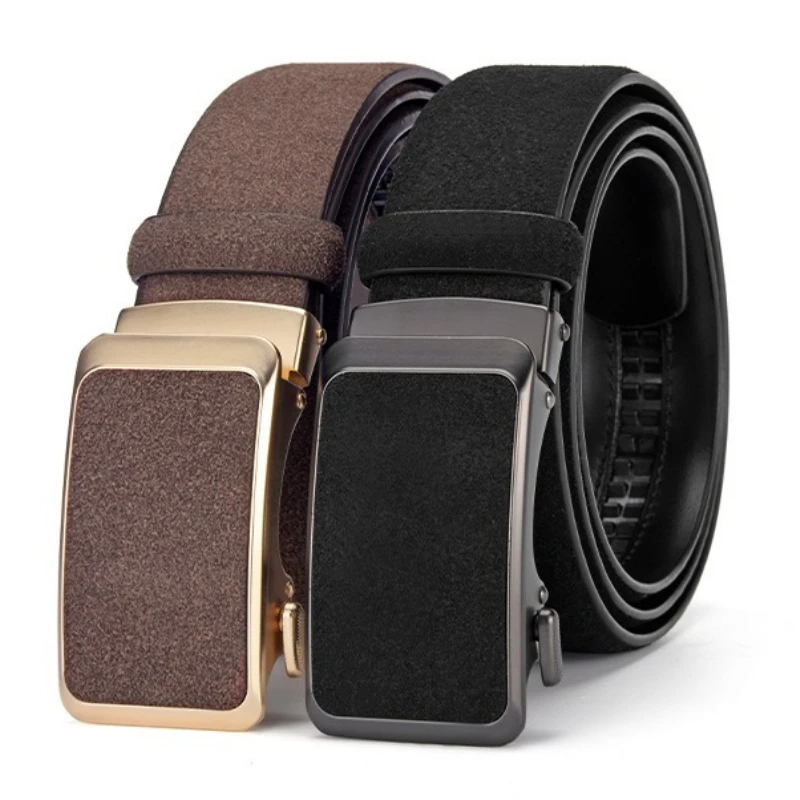 Superior Suede Genuine Leather Belt Men's Alloy Automatic Buckle Casual Models Accessories Classic Business Versatile Belt 3.5cm
