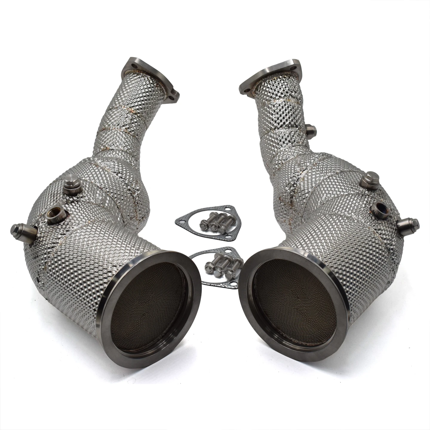 For DEX 304 Stainless Steel 200 Cells Exhaust Downpipe With Heat Shiled for 2020-2024 Audi RS6/RS7 C8 4.0T V8 TFSI