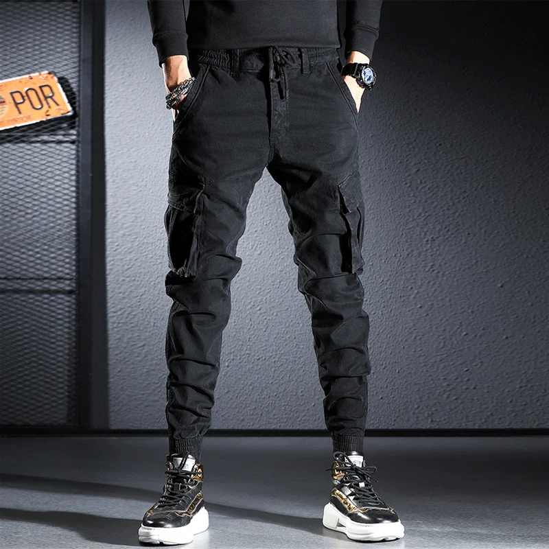 Streetwear Fashion Men Jeans Loose Fit Multi Pockets Casual Cargo Pants Hombre Zipper Designer Hip Hop Joggers Men Overalls