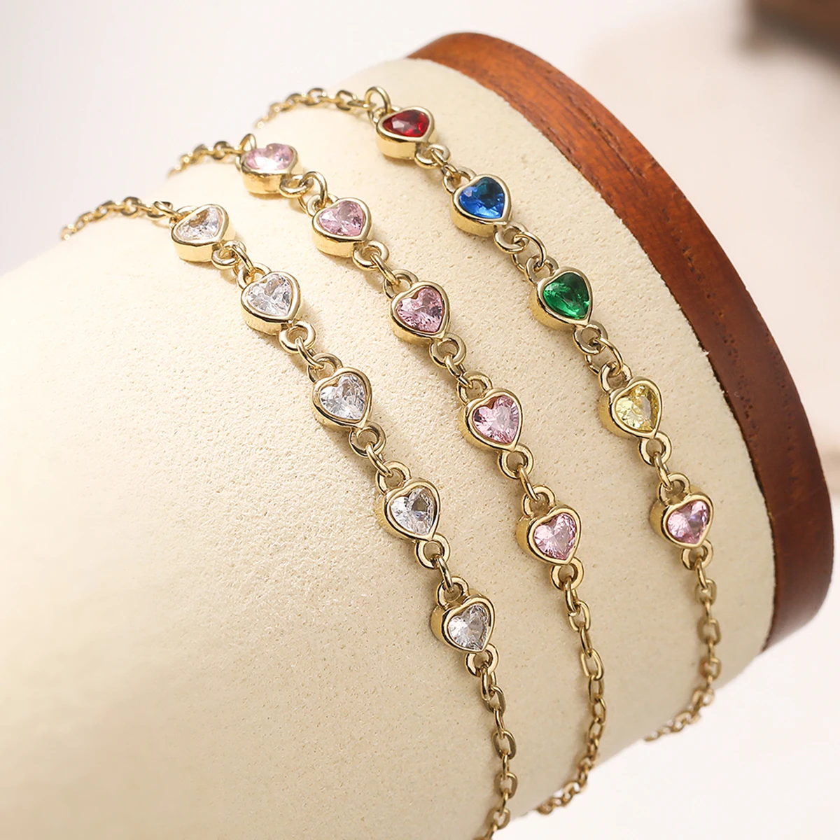 NEWBUY 316L Stainless Steel Gold Plated Square CZ Chain Bracelet Minimalist Daily Stackable Women Jewelry