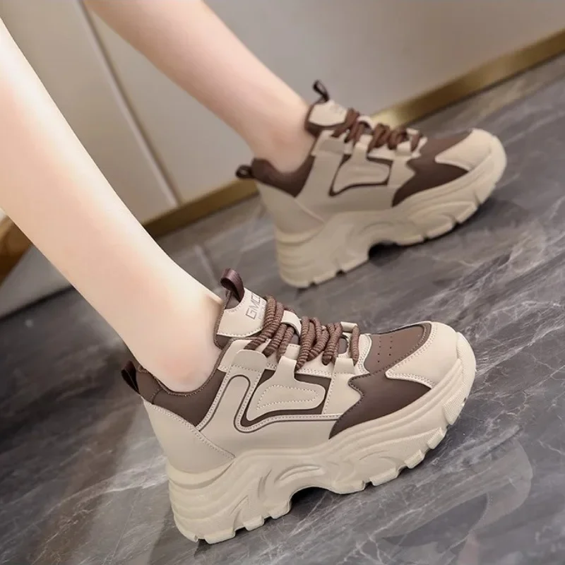 المرأة منصة أحذية رياضية موضة جديدة مصمم موضة في الهواء الطلق الشقق السببية الدانتيل يصل المرأة الدانتيل متابعة احذية الجري Zapatillas Mujer #4